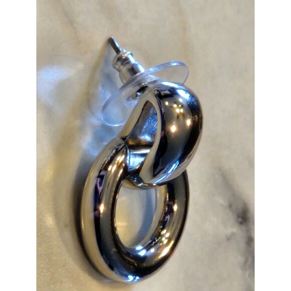 Napier Silver-Tone Oval Drop Earrings For Women - Picture 4 of 5